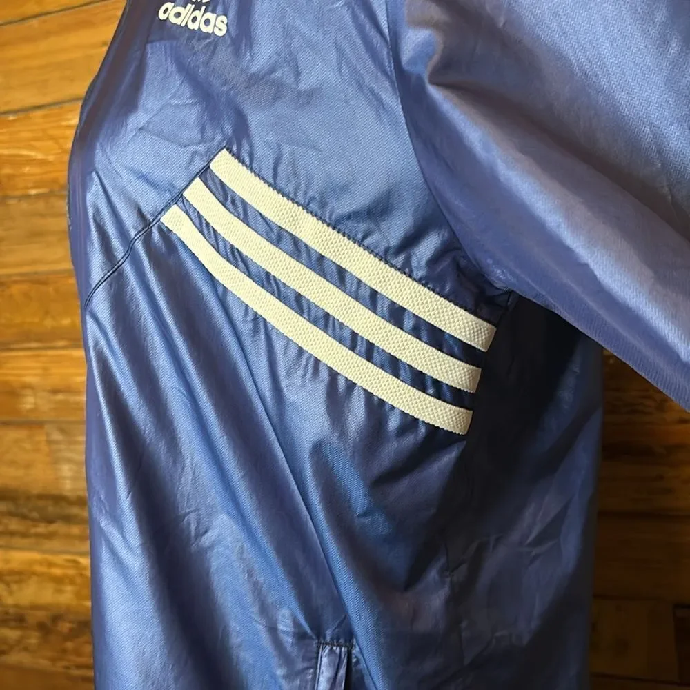 Adidas women’s blue hooded windbreaker large - Picture 6 of 9